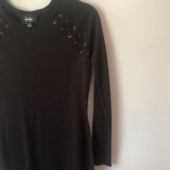 By & By Womens‎ Size Medium Black laced Longsleeve knit bodycon dress- NWT - Picture 6 of 7